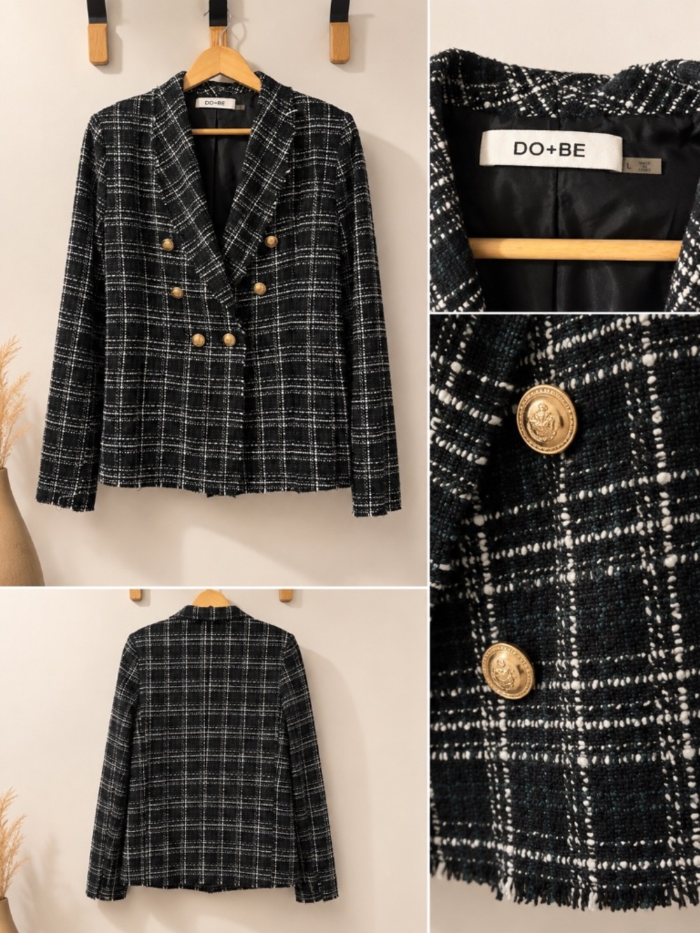 Double Breasted Tweed Blazer